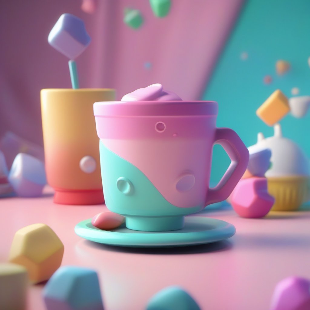 polymode style, A cup , unreal engine , toy, soft smooth lighting, soft pastel colors, 3d blender render, polycount, modular constructivism, pop surrealism, physically based rendering