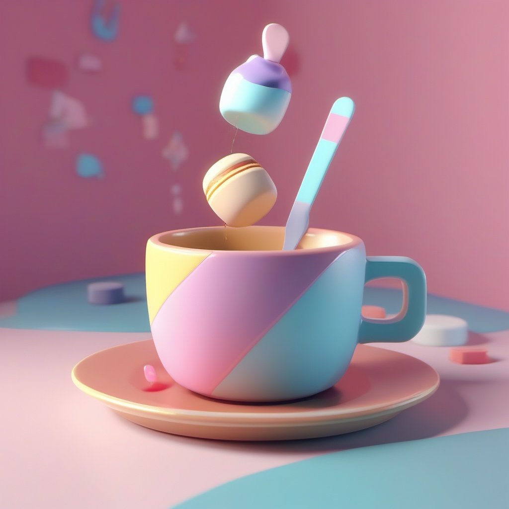 polymode style, A cup , unreal engine , toy, soft smooth lighting, soft pastel colors, 3d blender render, polycount, modular constructivism, pop surrealism, physically based rendering