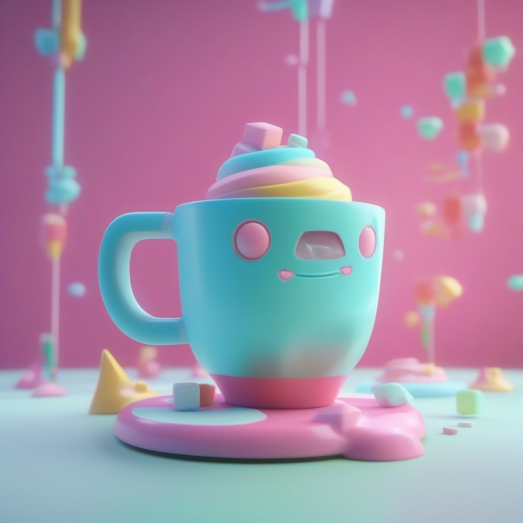 polymode style, A cup , unreal engine , toy, soft smooth lighting, soft pastel colors, 3d blender render, polycount, modular constructivism, pop surrealism, physically based rendering