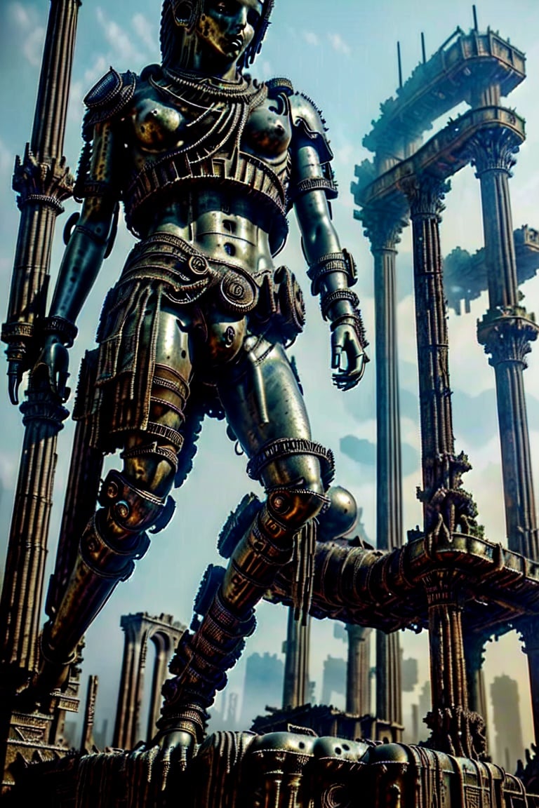 masterpiece, best quality, superior quality, intricate details, beautiful, aesthetic: 1.2 high quality, 8k, ruins, ((metal apollo statue,))
Ultra details, delicate and beautiful, real shadow. Diesel punk dystopian post apocalyptic world
landscape, post apocalyptic world, wasteland, game concept, concept art, jungle, city, dark art, destruction, details, cinematography