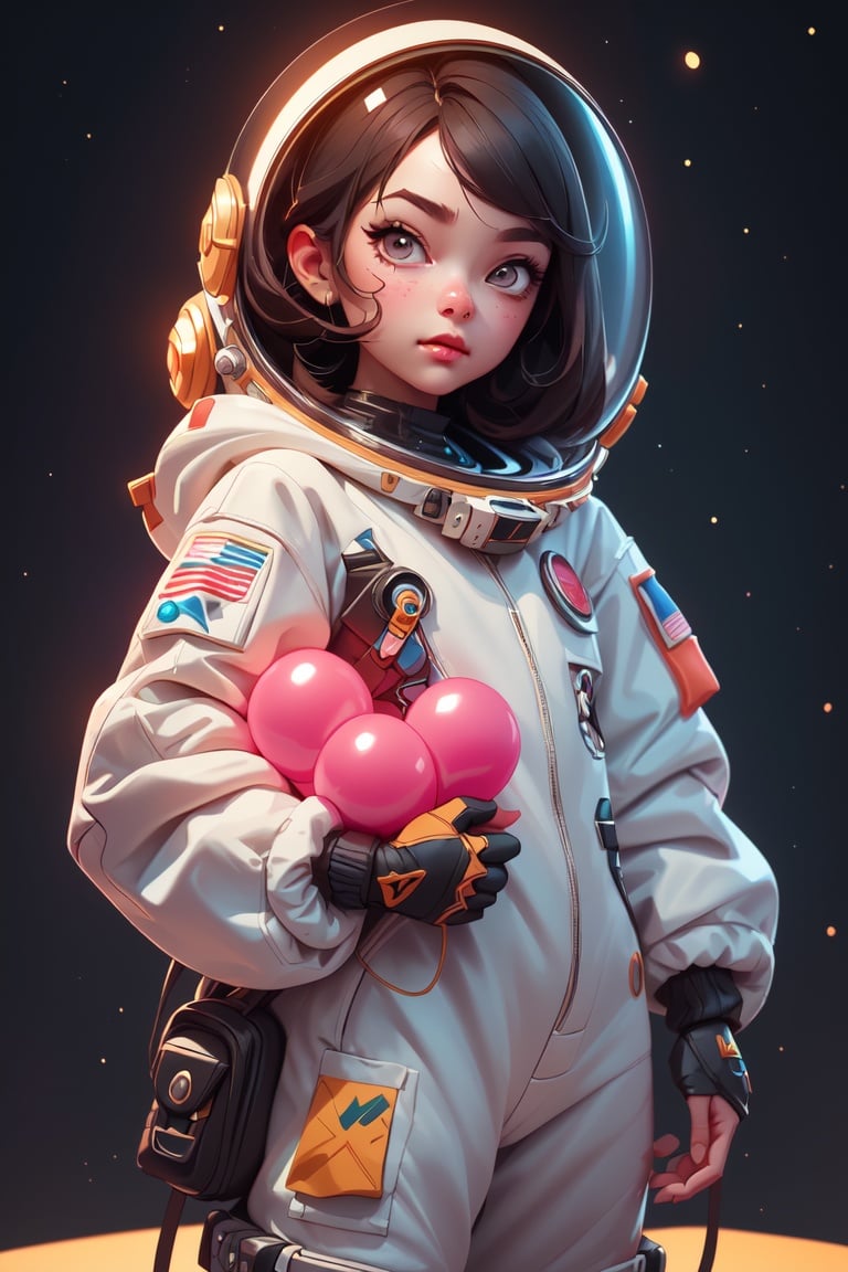 a girl in a space suit holding a red balloon, Guweiz Style Artwork, Adorable Digital Painting, Anime Space Cadet Girl Portrait, Cute Detailed Digital Art, Stunning Digital Illustration, Atey Ghailan 8K, Children's Art on ArtStation, Beautiful Illustration digital, Trending on CGVatstation, Cute 3D rendering, Anime CG soft art