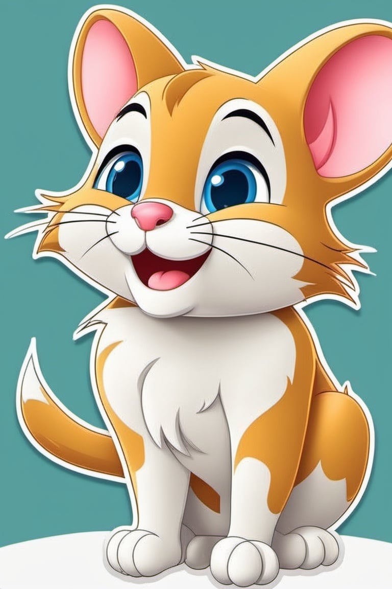 sticker,3d, cartoon,white background, vector, tom and jerry ,one style, kawaii