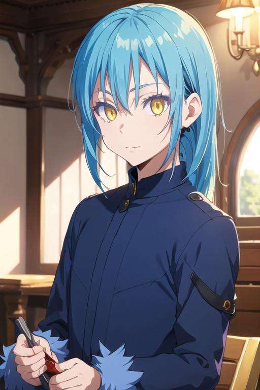 masterpiece, best quality, game cg, 1boy, solo, male focus, looking at viewer, upper body, , <lora:rimuru_tempest:0.70>, rimuru_tempest, blue hair, yellow eyes, long hair, , , 12k resolution