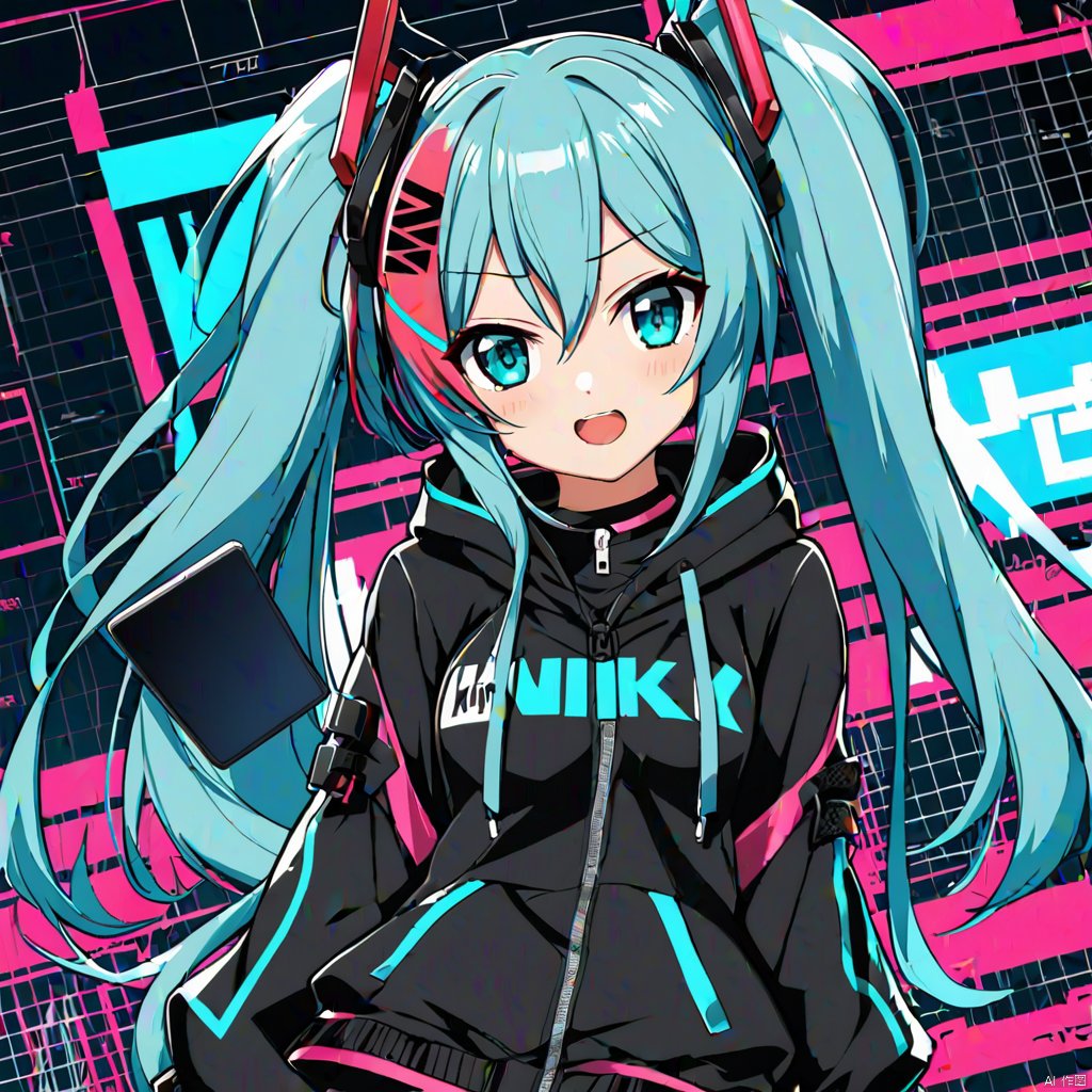  1girl, miku, breakcore,