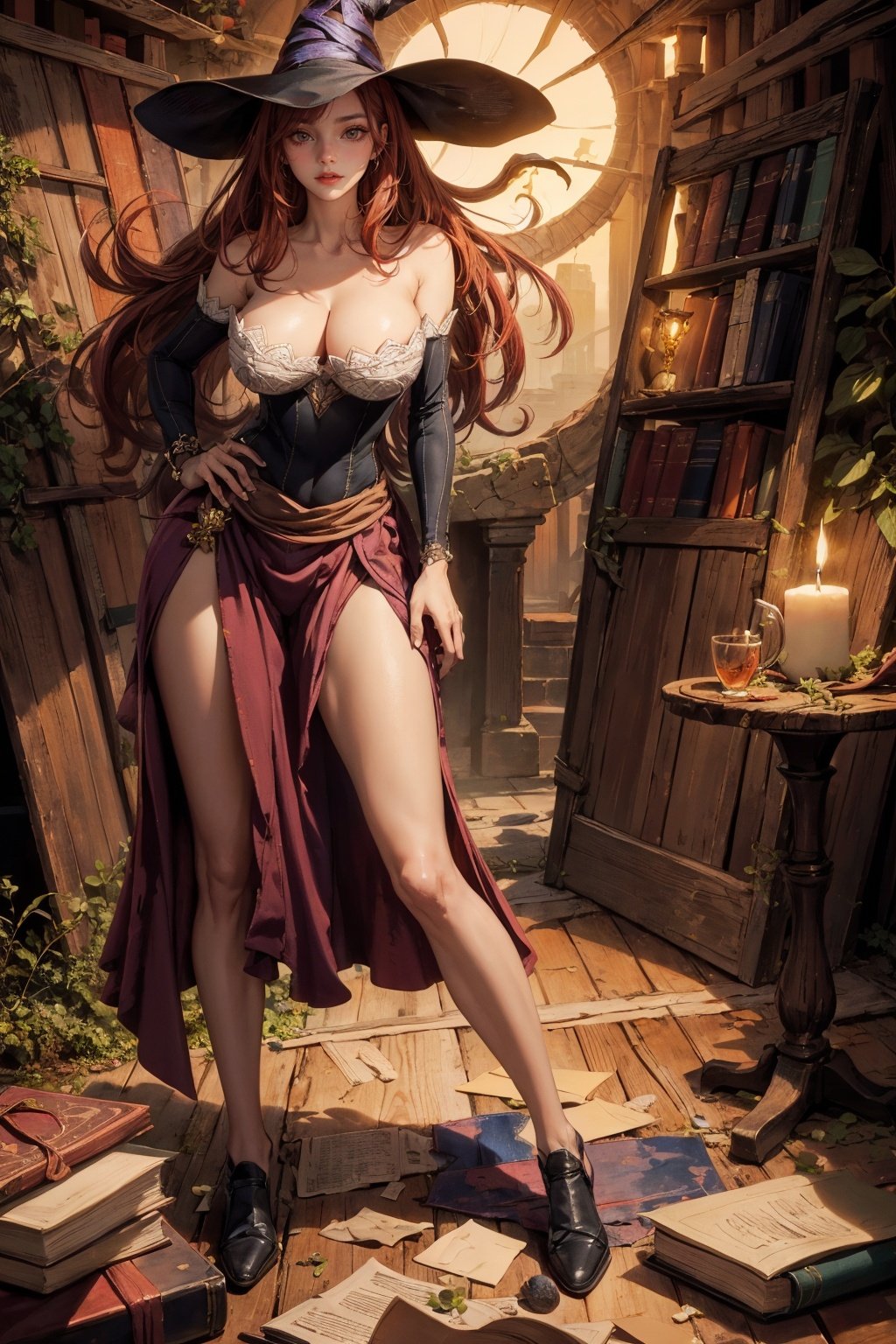 sorceress_dragonscrown_aiwaifu,  witch_hat,  red_hair by ownwaifu on Tensor.Art