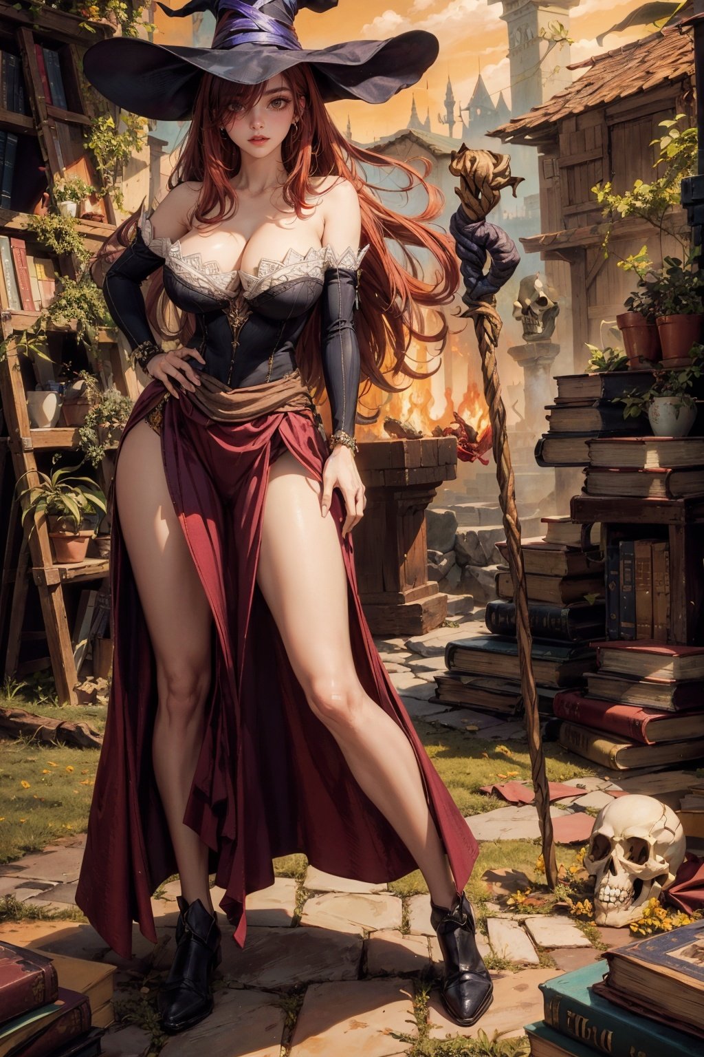 sorceress_dragonscrown_aiwaifu,  witch_hat,  red_hair by ownwaifu on Tensor.Art