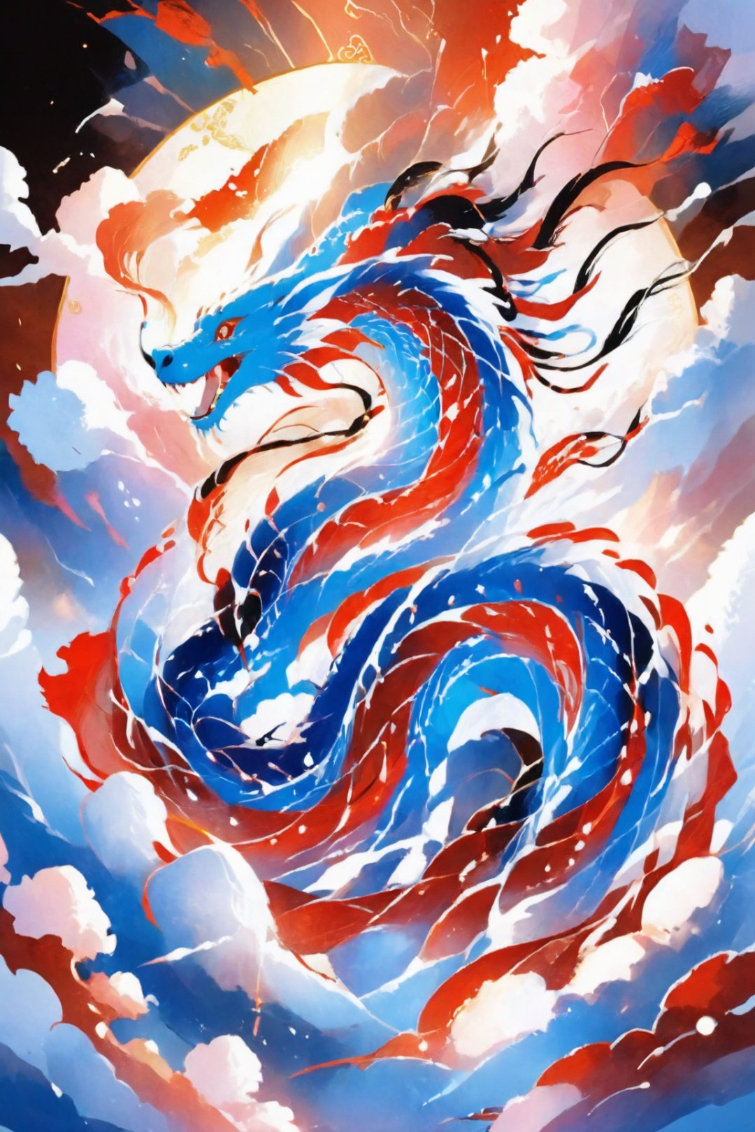 eastern mythology, dragon, sky, cloud, 