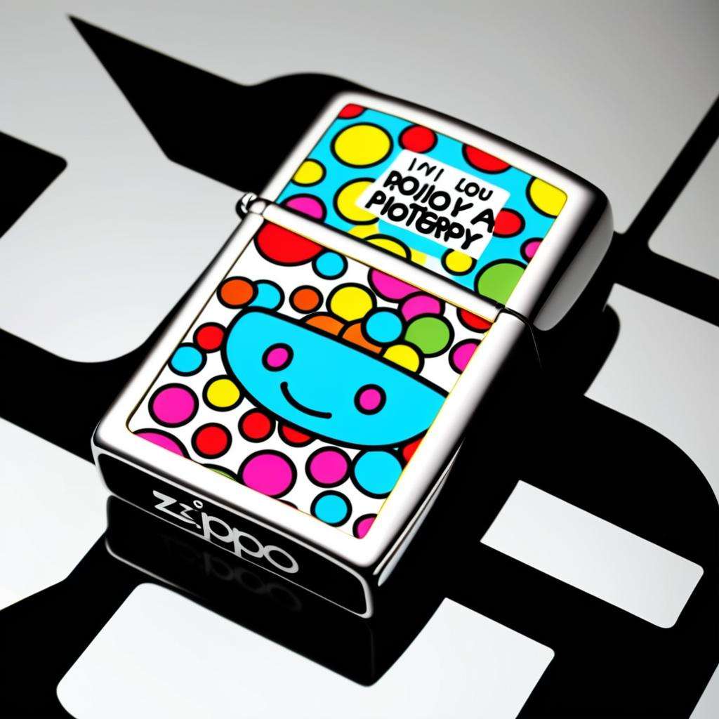 product photography , a zippo, inspired by Jon Burgerman<lora:zippo:1.0>