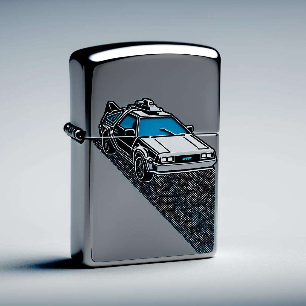 product photography , a zippo, inspired by back to the future<lora:zippo:1.0>