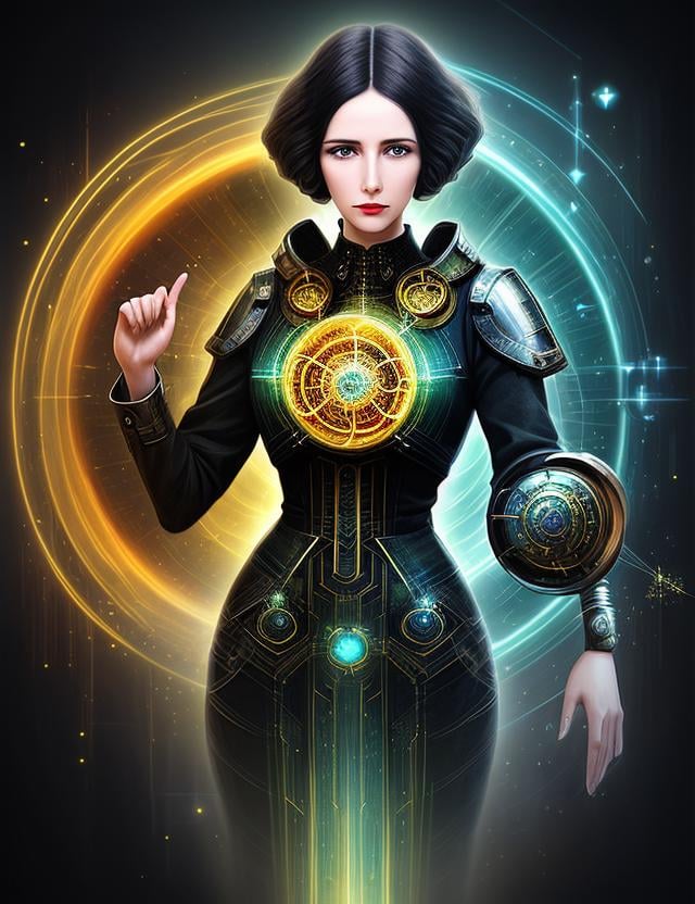 woman,  clothed,  Digital Art Reminiscent Particle Systems COB Engine Art Deco Photo Manipulation Impressionistic by DonMi...