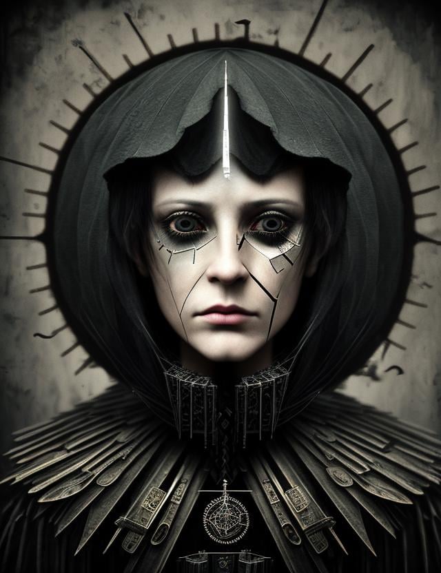woman,  clothed,  Assemblage Art Cyber-occultism Striking Reprojection Techniques Creation Engine Moody Collodion Process...