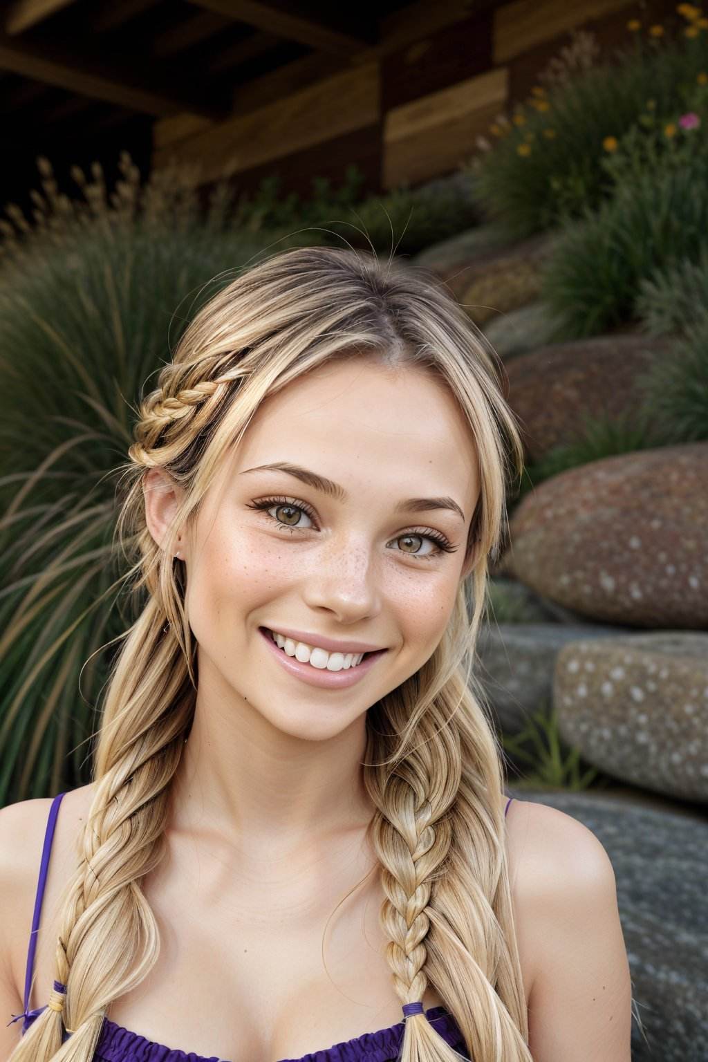 headshot NatalieLevin,  focus on smiling face,  wearing a summer dress by demoran on Tensor.Art