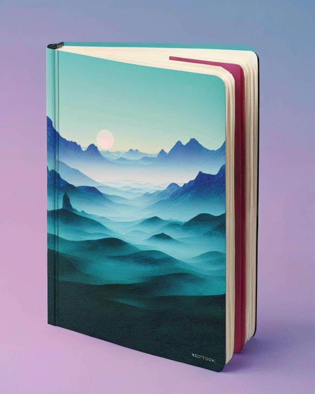 An enigmatic notebook:1.0, its pages filled with shifting landscapes:0.7, inviting the writer to explore surreal worlds of words.<lora:Chroma_Essence:1.0>