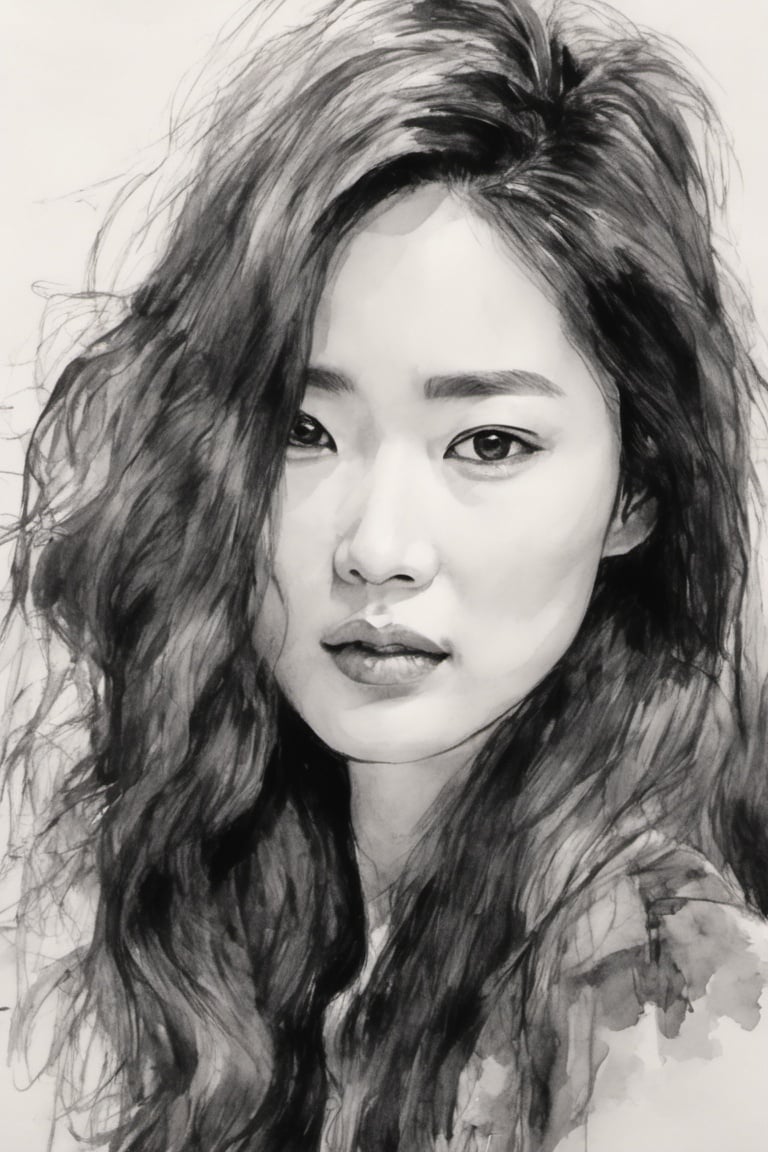 Korean actress in sketch,ink art