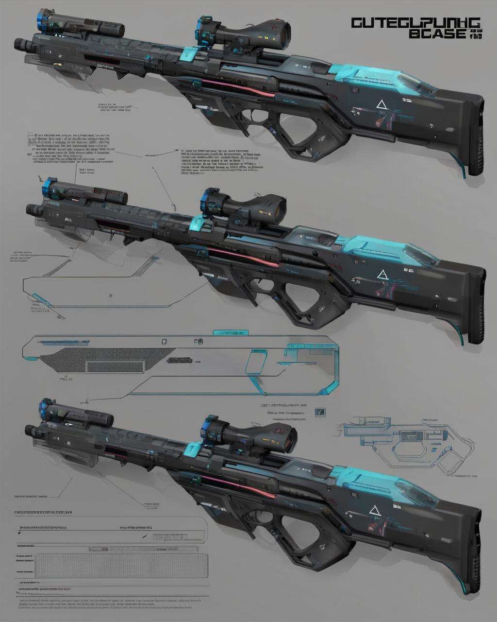a ultra realistic rifle,  concept art,  diagram by Ciro Negrogni on Tensor.Art