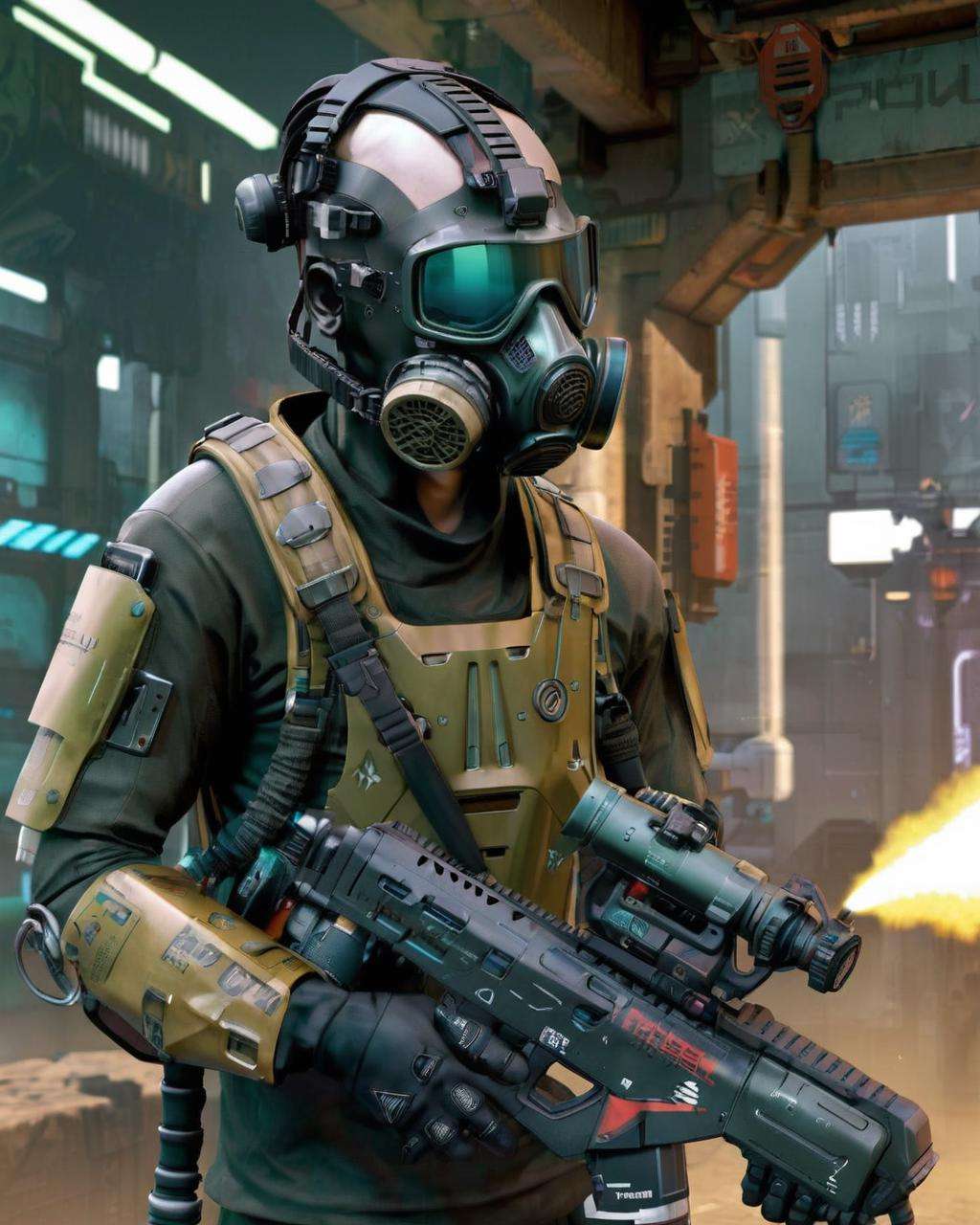 cyberpunk,  ,  soldier by Ciro Negrogni on Tensor.Art