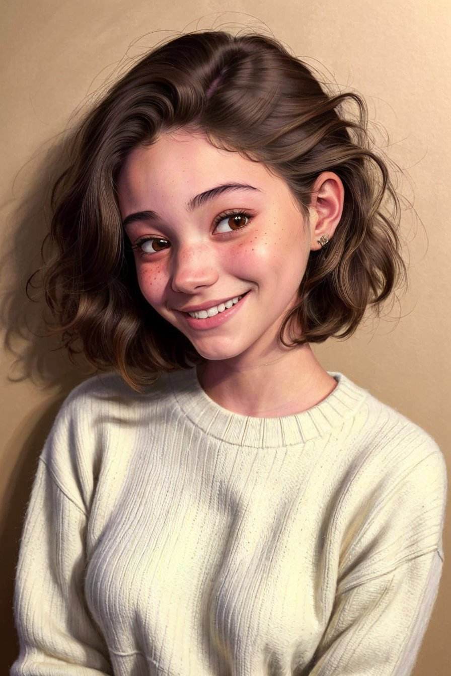 portrait LauraTaylor,  focus on smiling face,  wearing a thin sweater by demoran on Tensor.Art