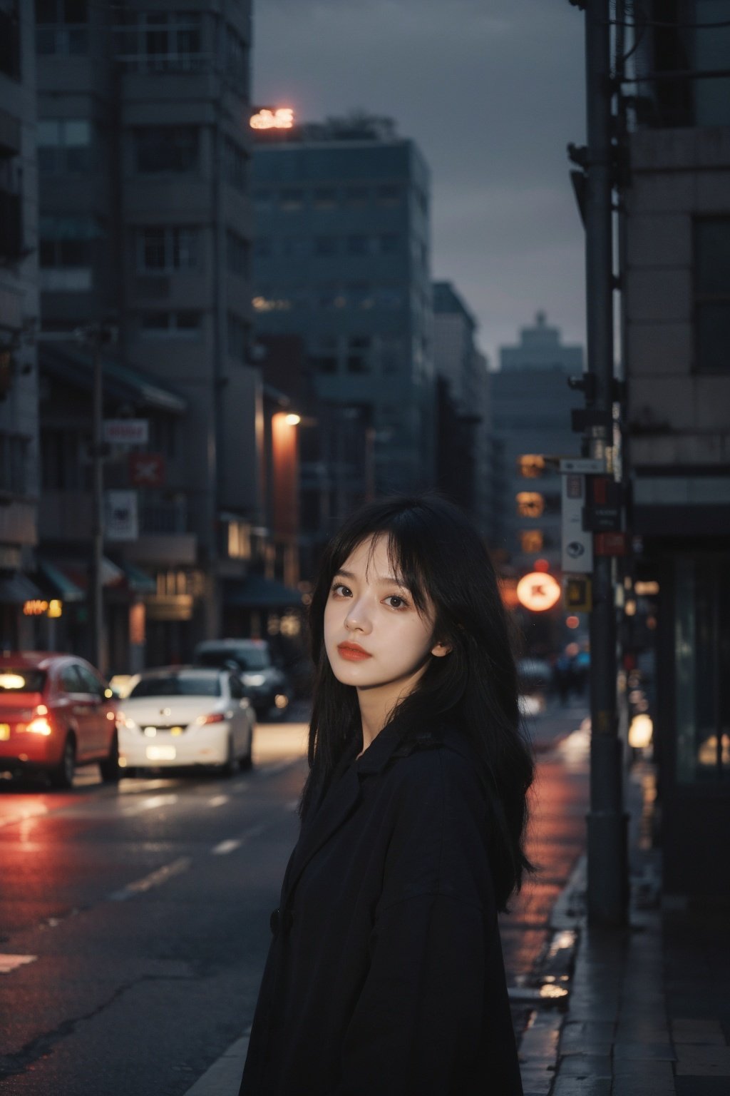 Best Quality,Masterpiece,Ultra High Resolution,(Realisticity:1.4),Original Photo,Cinematic Lighting,1Girl,city,<lora:Dark Style_20230829102833-000010:0.8>,Dark Style,day,