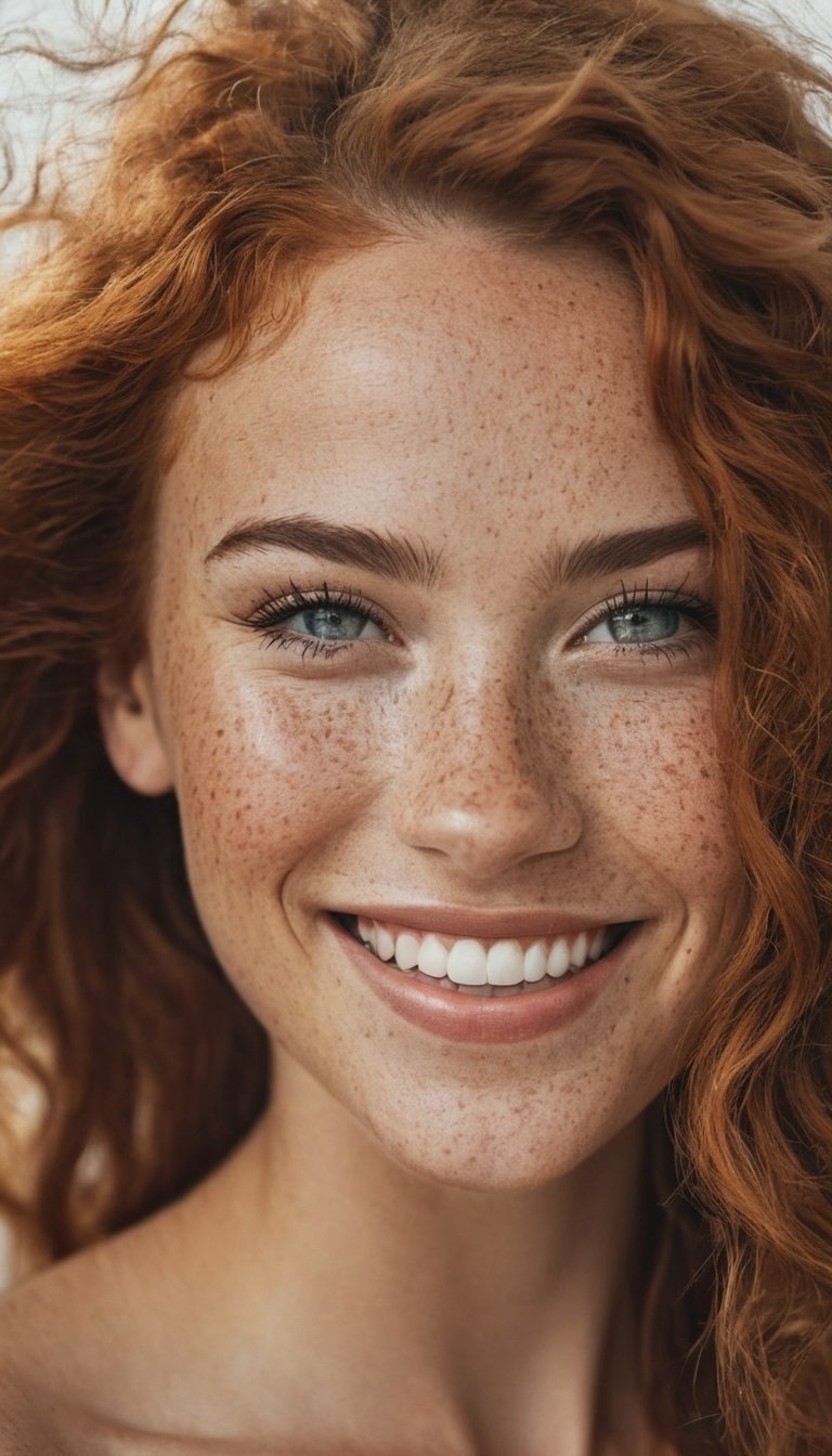 beautiful lady,  freckles,  big smile on Tensor.Art