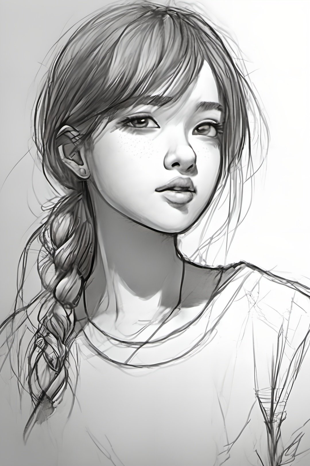 1girl, sketch art, high_resolution, high detail, 