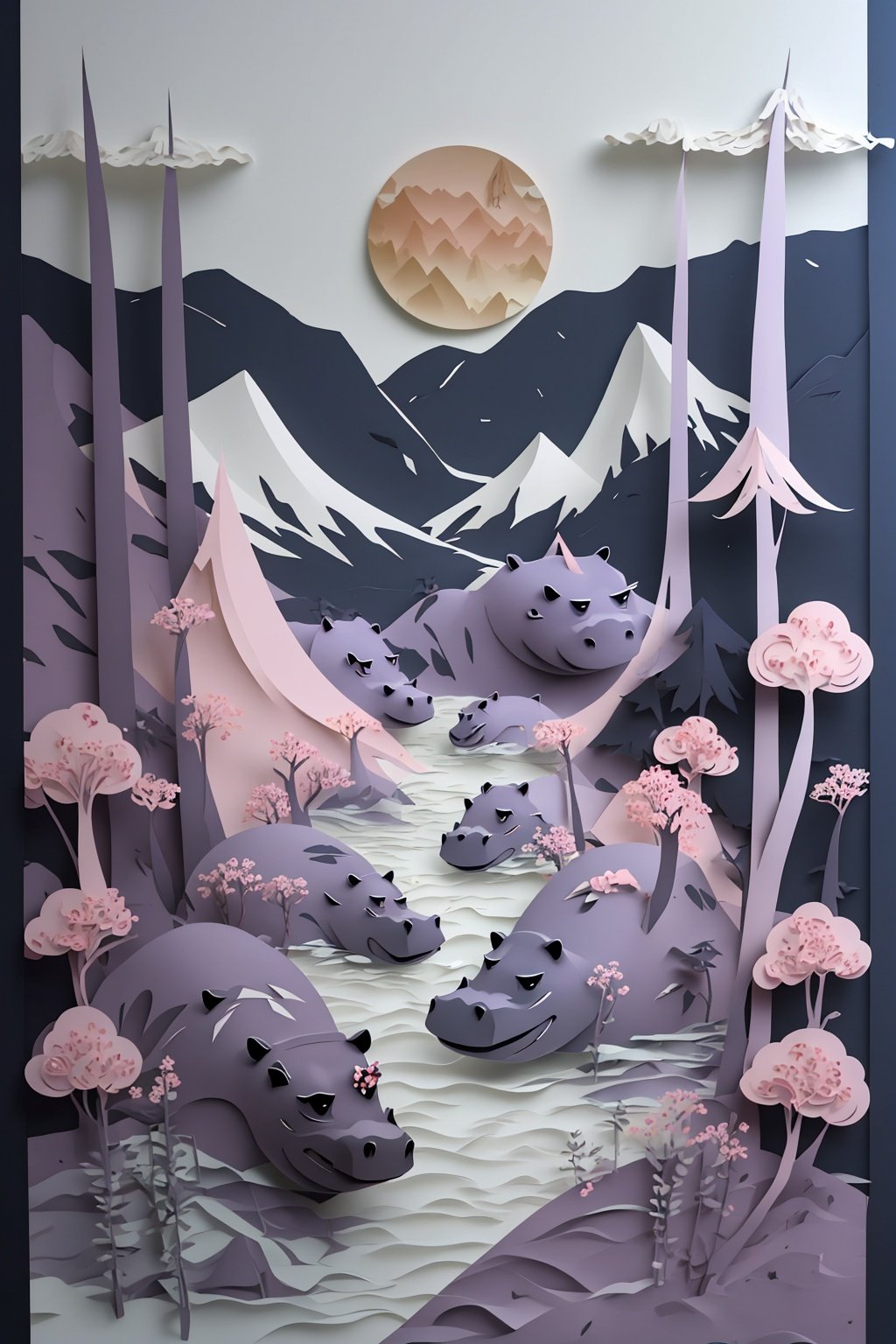 papercut, (Hippo: 1.2), Marsh, UHD, best quality, 16k