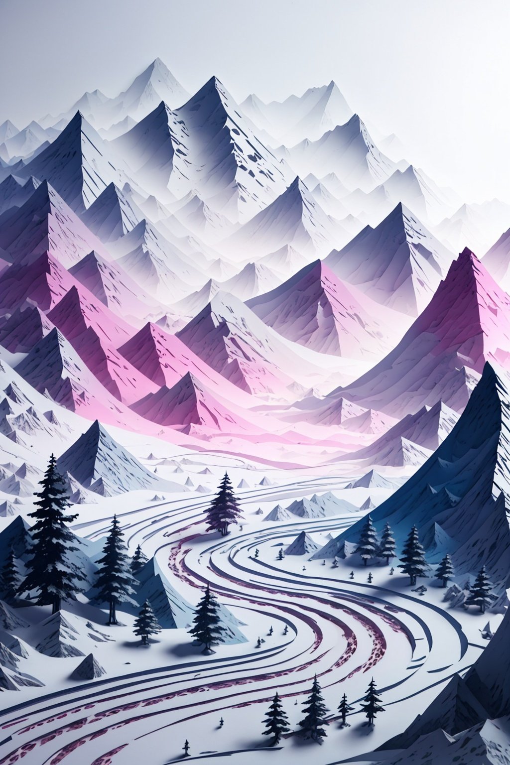 papercut, Cheetah, Snow Mountain, UHD, best quality, 16k