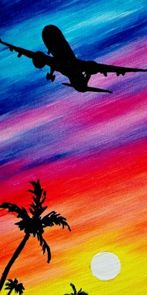 airplane,CRAYON ART