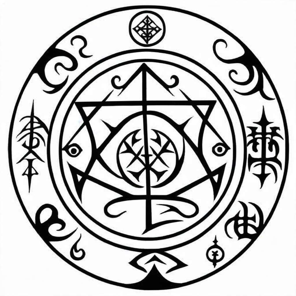 an occult sigil of ( keep bad people away :1.4) , esoteric, Eishōsai Chōki, occult, a tattoo, gothic art<lora:sigil:1.0>