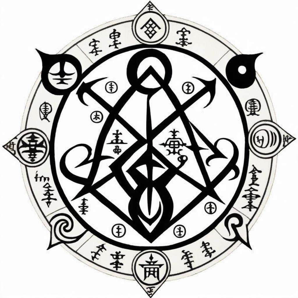 an occult sigil of ( to generate ESP powers :1.4) , esoteric, Eishōsai Chōki, occult, a tattoo, gothic art<lora:sigil:1.0>