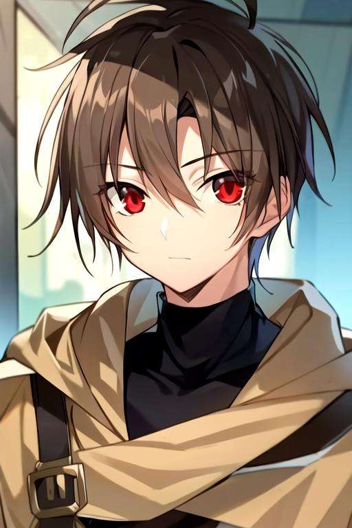 masterpiece, best quality, , 1boy, solo, male focus, looking at viewer, upper body, , <lora:teito_klein:0.74>, teito_klein, brown hair, red eyes, king costume, post-apocalyptic,