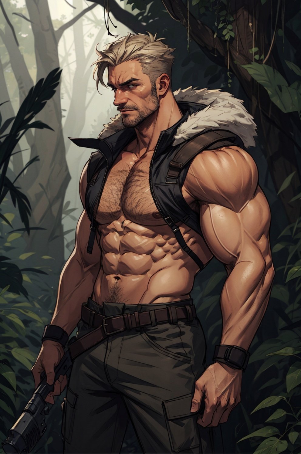 old hunter,muscular ,wild