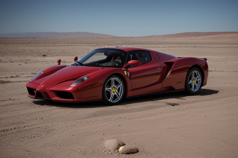 Nikon 85mm photography, sharp focus, photo of a red ferrari enzo on the surface of the moon, overlooking outer space and planet earth