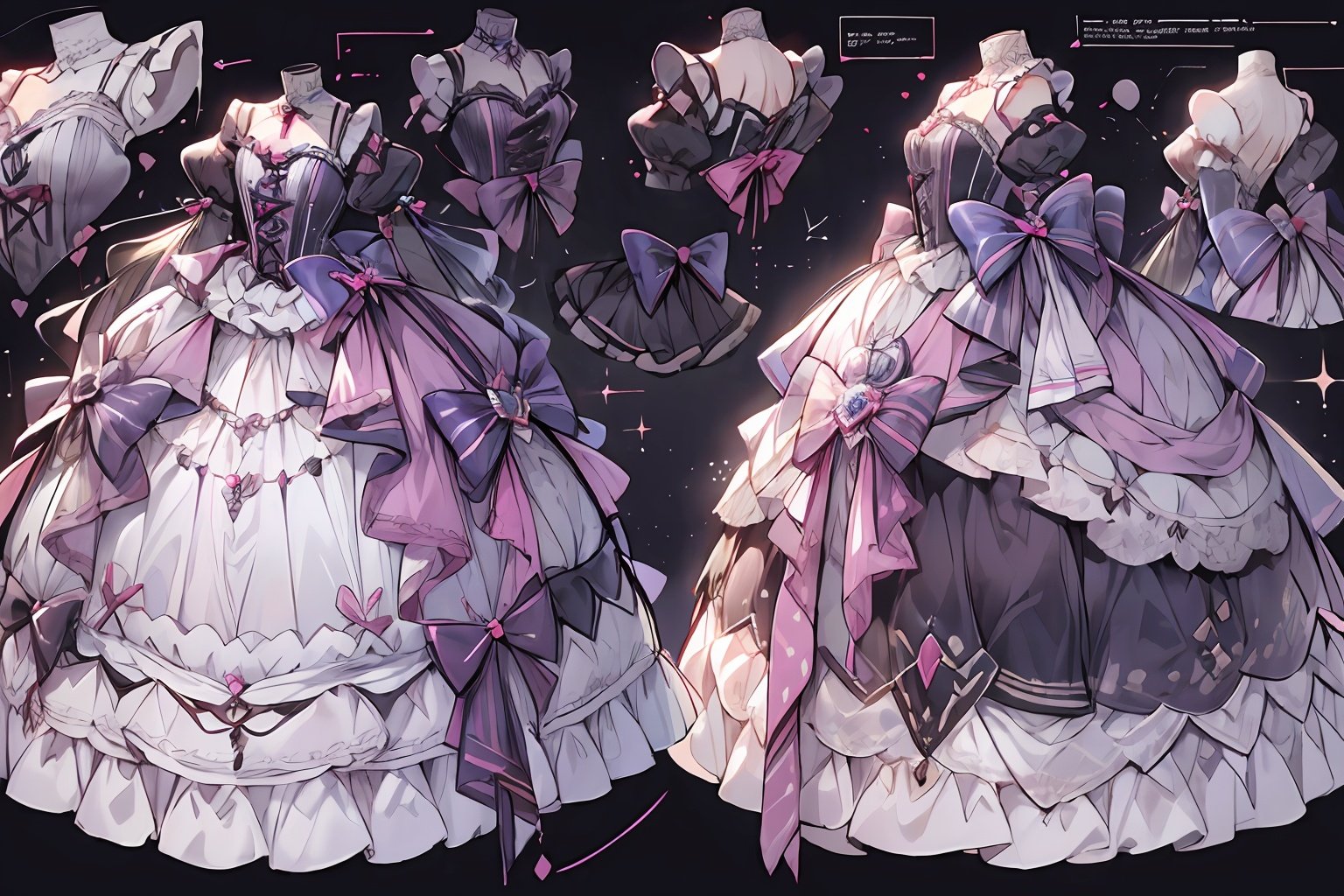 qzclothesdesign, dress, (1girl:1.2),lolita_fashion,multiple views,