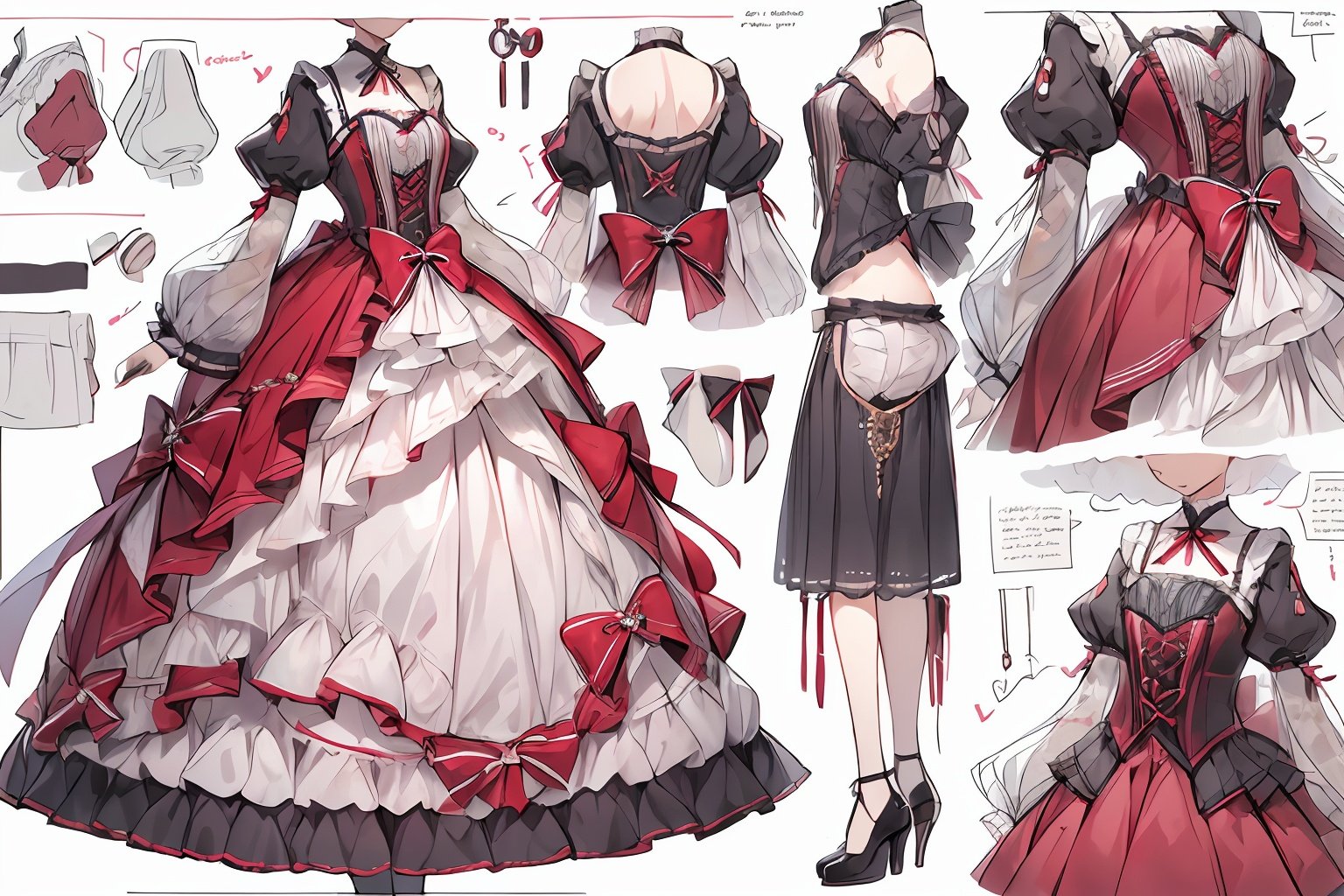 qzclothesdesign, dress, (1girl:1.2),lolita_fashion,multiple views,