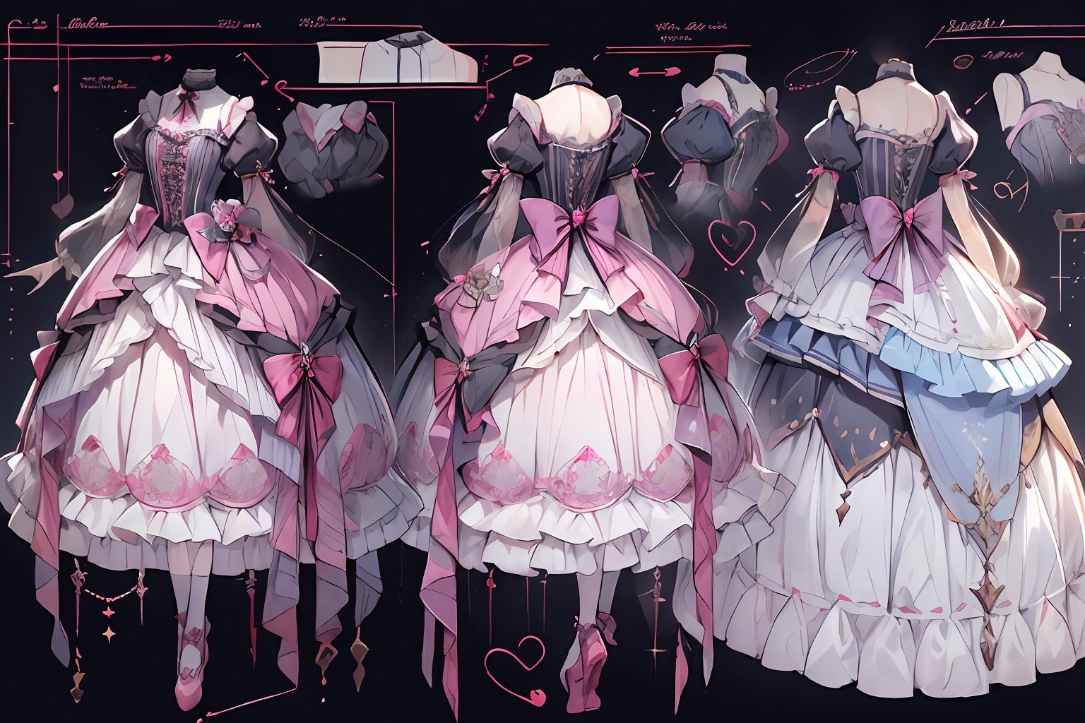 qzclothesdesign, dress, (1girl:1.2),lolita_fashion,multiple views,