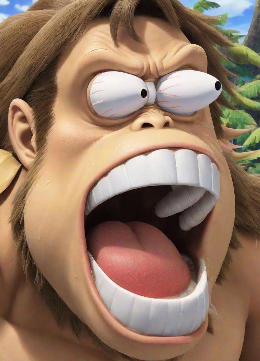 <lora:PE_OP_ShockedFaceMeme:1> PEOPShockedFace, eyes popping out, shocked face, mouth open,Donkey Kong,masterpiece, high resolution, octance 4k, high detail,