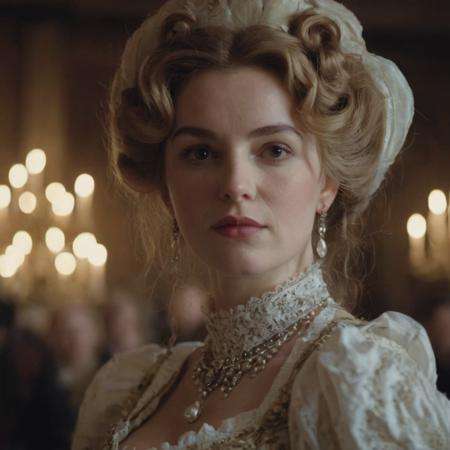 photograph close up portrait of a woman in a ballroom in 17th century, cinematic 4k epic detailed 4k epic detailed photograph shot on kodak detailed bokeh cinematic hbo dark moody