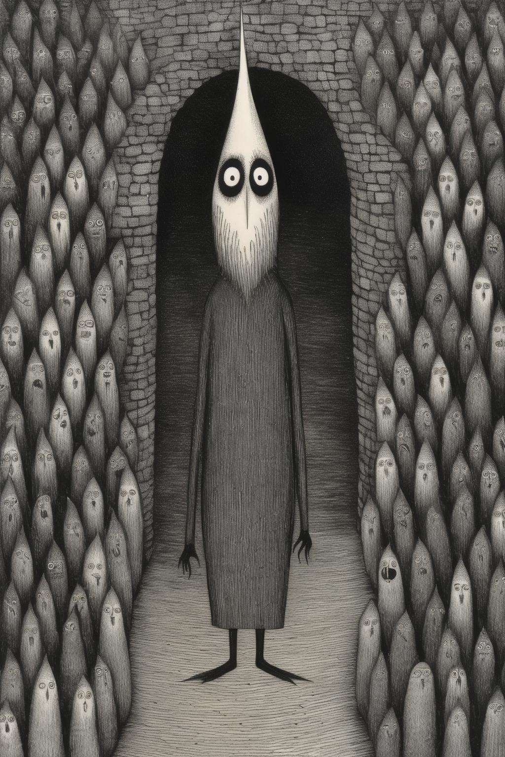 <lora:Edward Gorey Style:1>Edward Gorey Style - a descent into choatic madness, in the art style of Edward Gorey