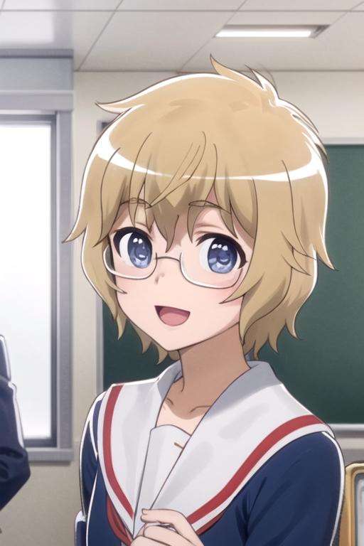 (((pixel-perfect, detail-perfect, photo-perfect))), solo, 1girl, <lora:mayura-mikakunin-01:0.8>, mayura momouchi, school uniform, serafuku, looking at viewer, smile, :d, open mouth