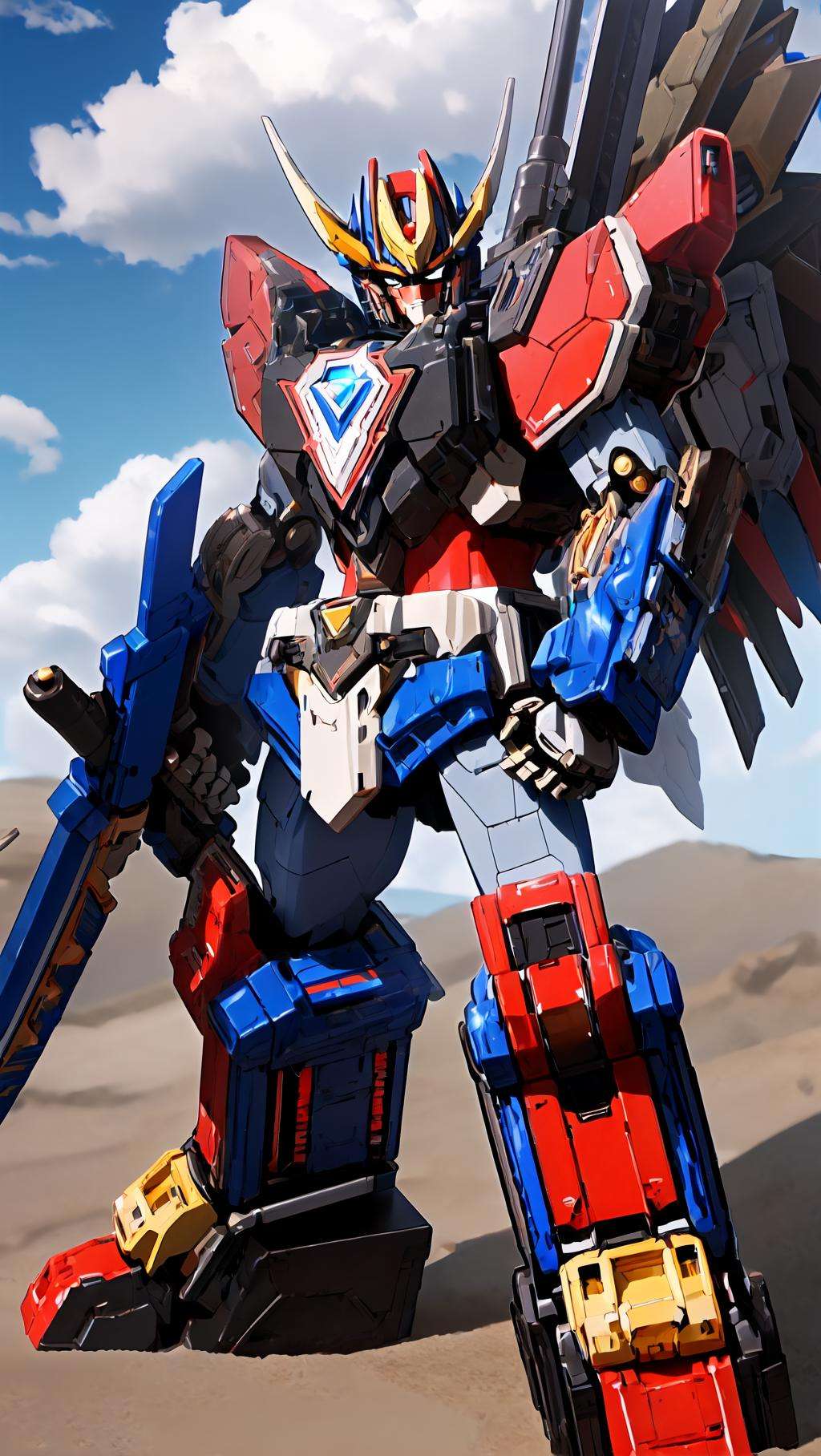 a (((mecha))) with sleek and menacing design,  holding weapon,  full armor by Alpharius67 on Tensor.Art