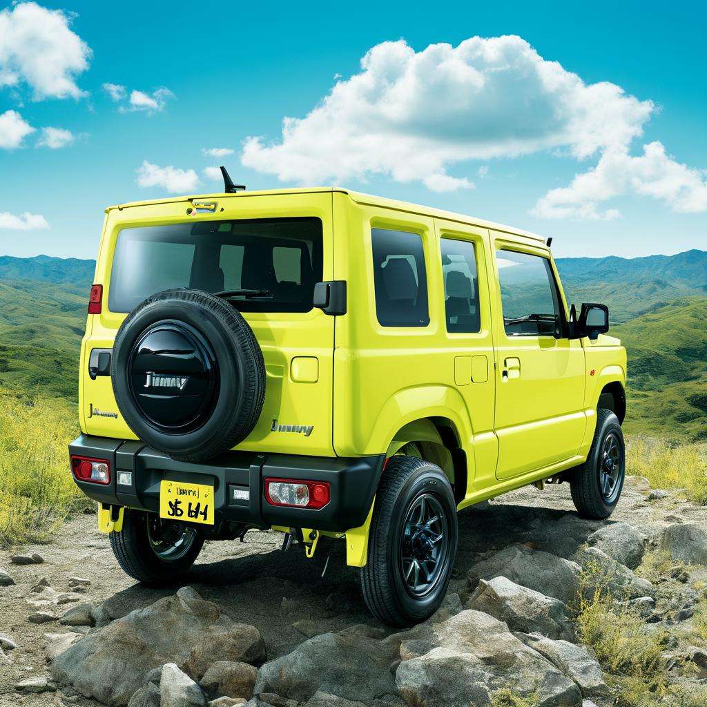 best quality, ultra-detailed, illustration,JB64, jimny, outdoors, vehicle focus, ground vehicle, motor vehicle, sky, car, cloud, scenery, day, mountain, blue sky <lora:JB64_Jimny_SDXL_V2:1>