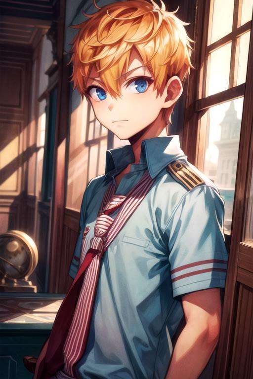 masterpiece, best quality, , 1boy, solo, male focus, looking at viewer, upper body, depth of field, , , <lora:kou_minamoto:0.68>, kou_minamoto, blonde hair, blue eyes, , alternate history,