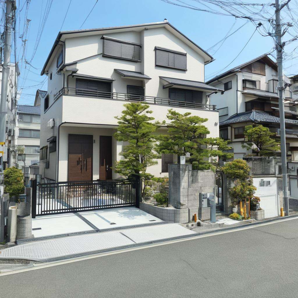 masterpiece, best quality, ultra-detailed, illustration,jyutaku, japan, scenery, outdoors, sky, power lines, building, road, window, street, utility pole, bicycle, ground vehicle, blue sky, day, house, fence, city, motor vehicle, lamppost, cityscape, realistic, photo background, photo (medium) <lora:JapanScenery_House_SDXL_V2:1>