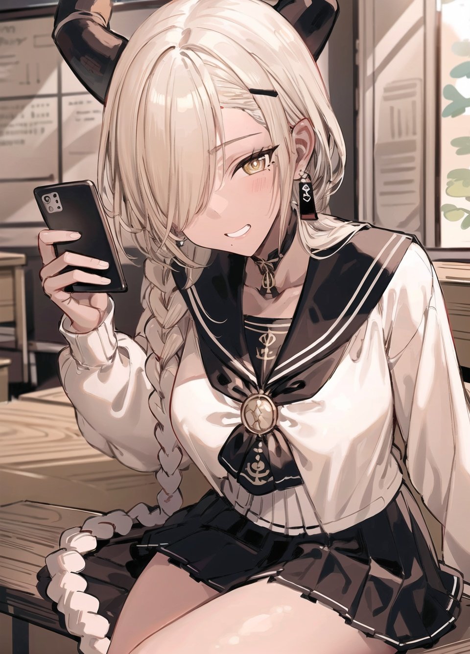 owari\(azur_lane\),  horns,  dark-skinned_female on Tensor.Art
