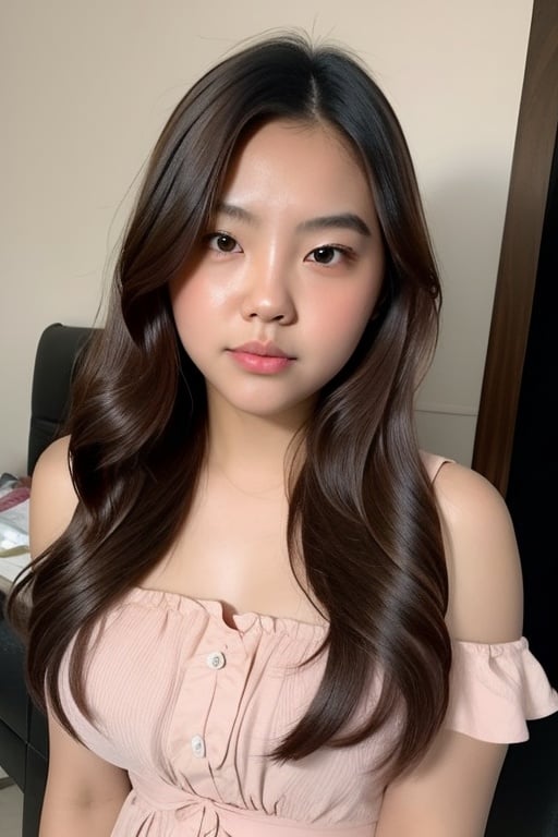 Ajmrxyz, 18yo,  1girl, rounded cheeks, shoulder length hair,((double eyelids))