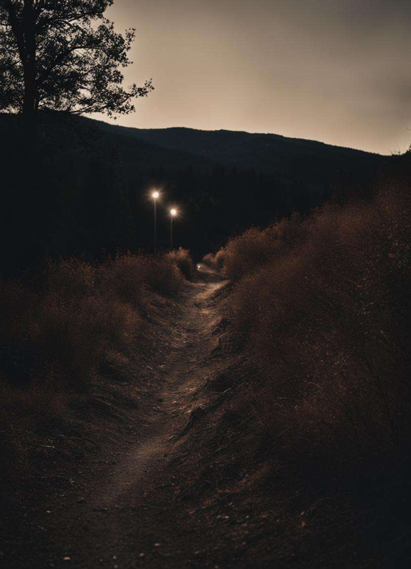 cinematic still wide shot of a pitch black residential trail wide angle exterior background . sharp focus, wide angle, highly detailed, high budget, bokeh, cinemascope, moody, film grain, grainy <lora:sdxl_liminal_v1-step00003000:1.0>