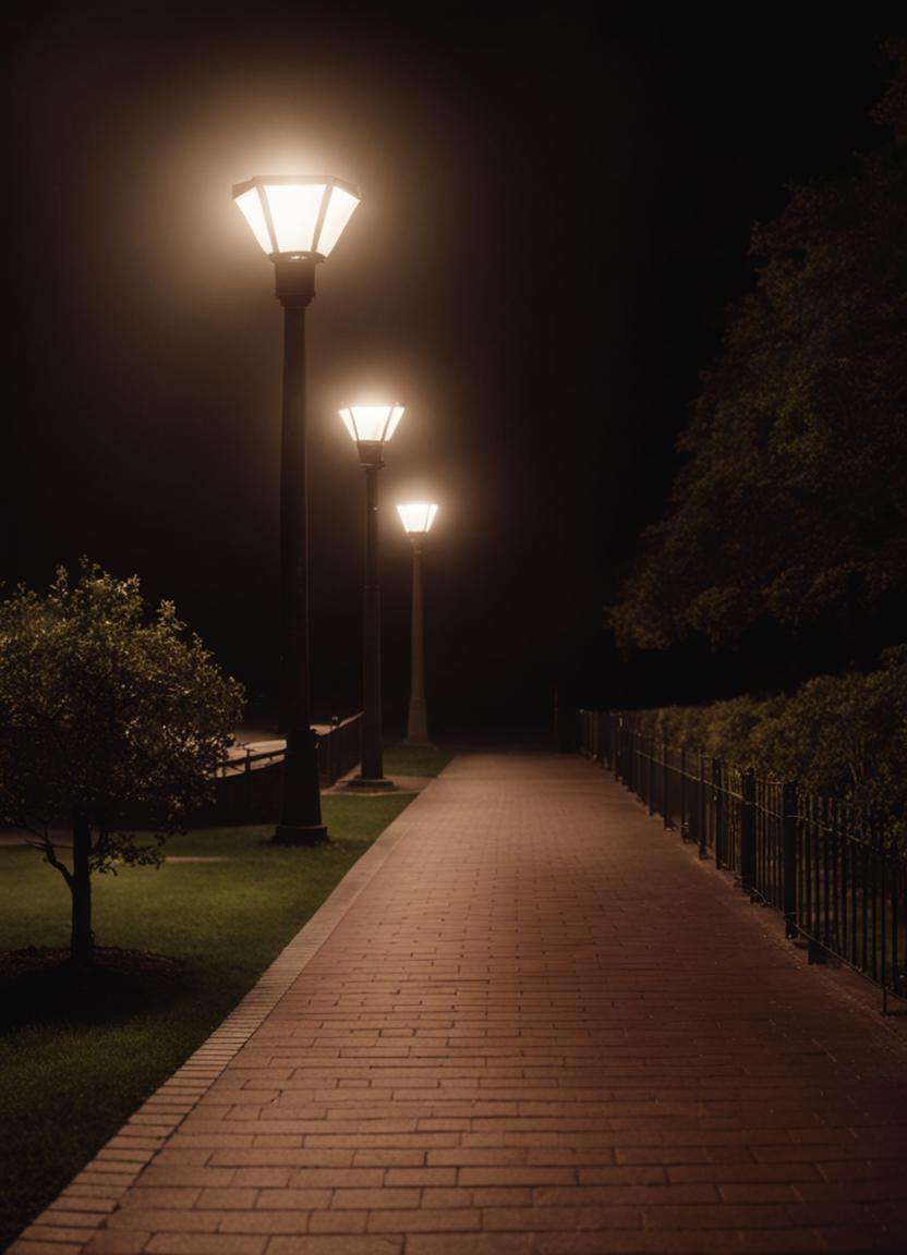 cinematic still wide shot of a hostile nighttime walkway in a public park wide angle exterior background . sharp focus, wide angle, highly detailed, high budget, bokeh, cinemascope, moody, film grain, grainy <lora:sdxl_liminal_v1-step00002600:1.0>