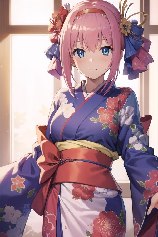 princessconnectyui, <lora:princessconnectyui-lora-nochekaiser:1>,yui, 1girl, blue eyes, hair between eyes, medium hair, pink hair, sidelocks,BREAK blue flower, floral print, flower, hair flower, hair ornament, hairband, japanese clothes, kimono, long sleeves, obi, pink kimono, print kimono, red flower, red hairband, sash, wide sleeves,BREAK looking at viewer,BREAK indoors, classroom,BREAK <lyco:GoodHands-beta2:1>, (masterpiece:1.2), best quality, high resolution, unity 8k wallpaper, (illustration:0.8), (beautiful detailed eyes:1.6), extremely detailed face, perfect lighting, extremely detailed CG, (perfect hands, perfect anatomy),