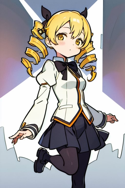 mamitomoe, , mami tomoe, blonde hair, drill hair, twin drills, (yellow eyes:1.3),
BREAK black pantyhose, black skirt, bowtie, juliet sleeves, long sleeves, mary janes, mitakihara school uniform, pantyhose, pleated skirt, puffy sleeves, red bow, school uniform, shadow, shoes, skirt, white footwear,
BREAK classroom,
BREAK looking at viewer,
BREAK , (masterpiece:1.2), best quality, high resolution, unity 8k wallpaper, (illustration:0.8), (beautiful detailed eyes:1.6), extremely detailed face, perfect lighting, extremely detailed CG, (perfect hands, perfect anatomy),
