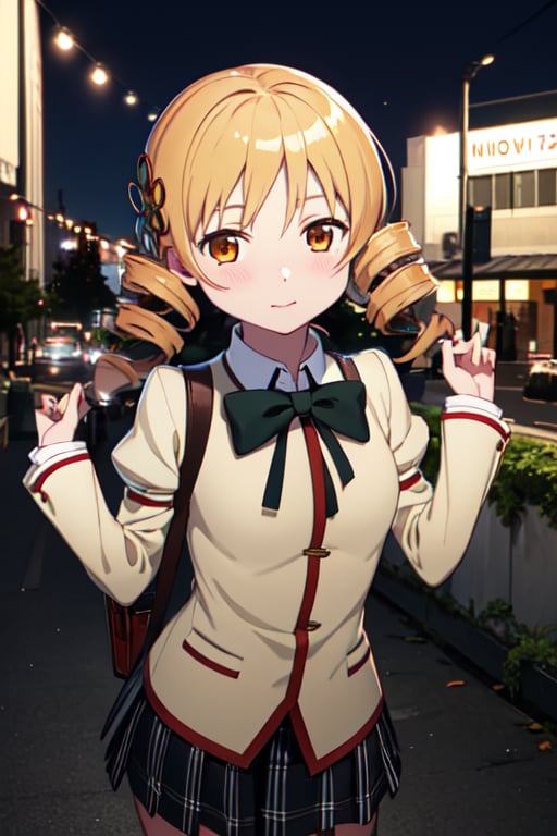 master piece, best quality, , char_tomoe_mami_128dim, cowboy shot, school uniform, ,char_tomoe_mami_128dim